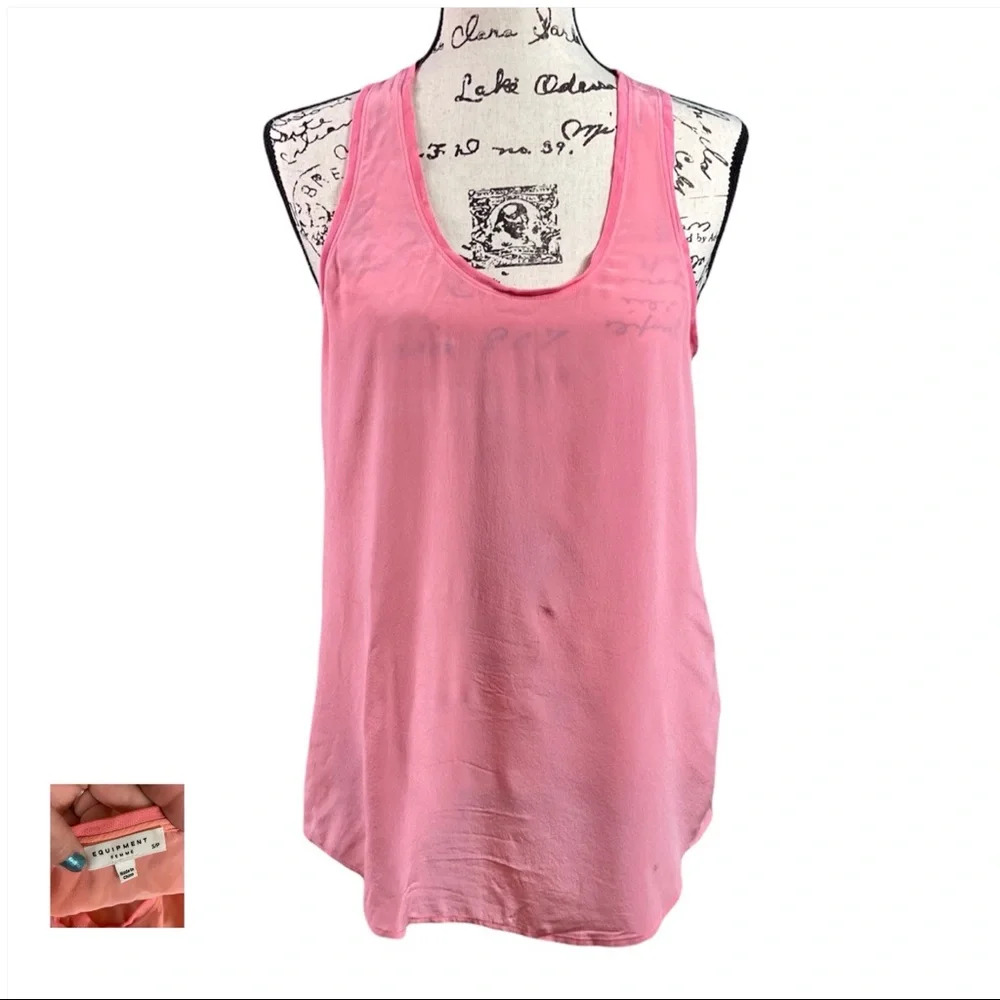 Equipment Femme Pink Sheer Silk Racerback Tank